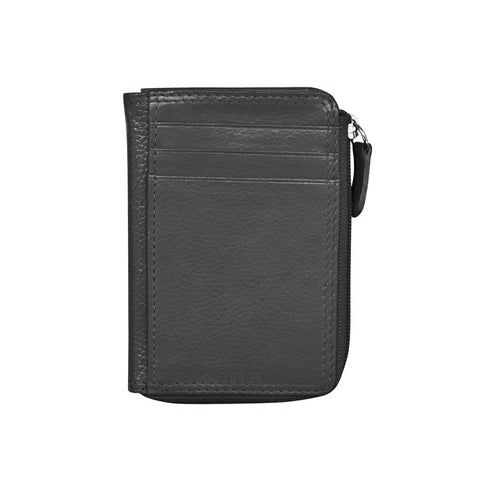 Vertical Zip Card Wallet - Black