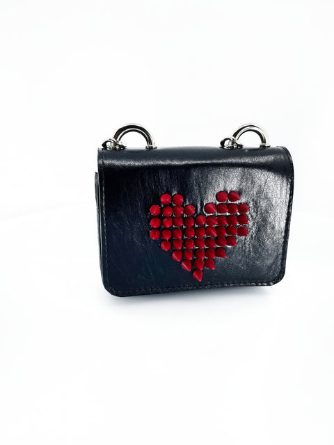 Spiked Heart Mini - Black with Red Heart