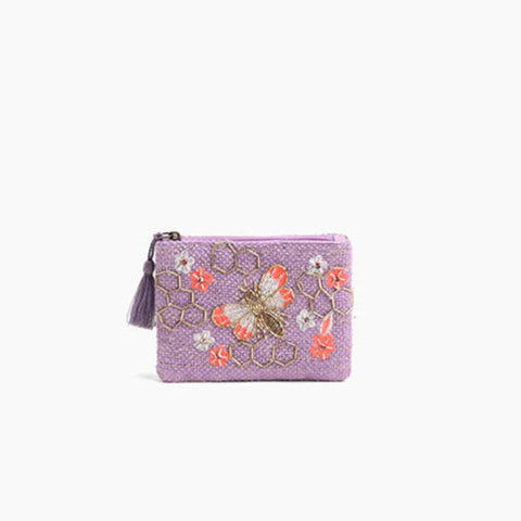 Colourful Bee Coin Bag - Lilac