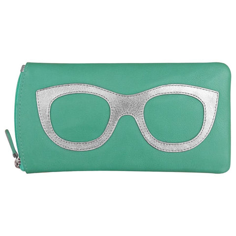 Eyeglass Case - Turquoise with Silver Graphic