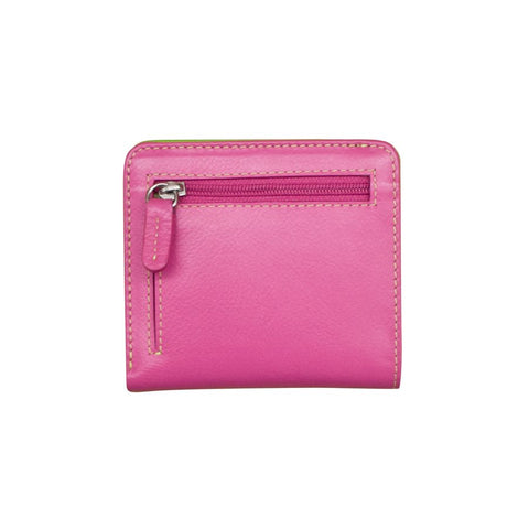 Bi-fold Mini Wallet Two Tone - Hot Pink/Leaf