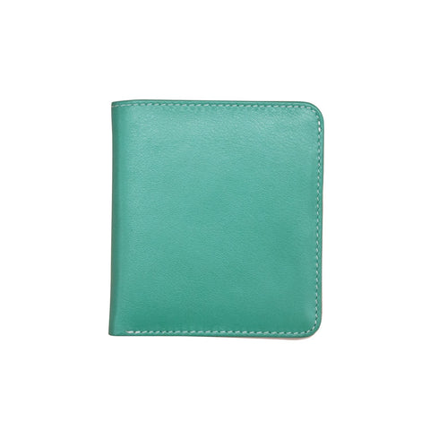Bi-fold Mini Wallet Two Tone - Turquoise/Bone