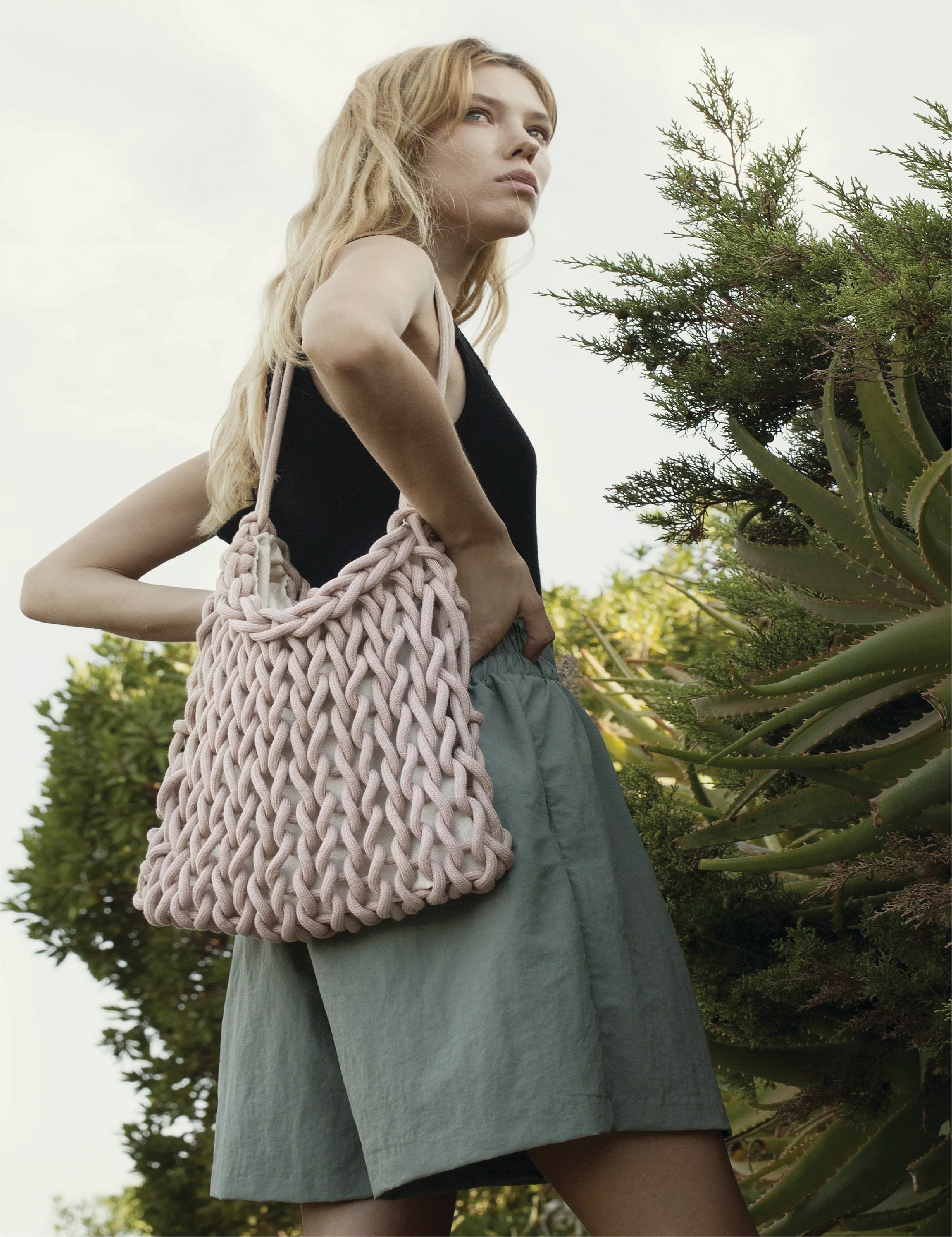 Braided Bag - Sara Pink Rope