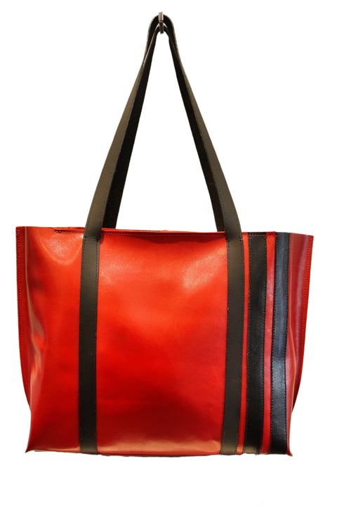 Racer Duo Tote - Red with Black Stripes