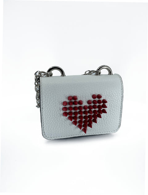 Spiked Heart Mini - White with Red Heart